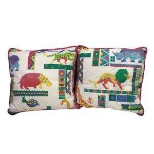 Jungle Animal Nursery Children’s 17” x 17” Handmade Throw Pillows Bundle of Two